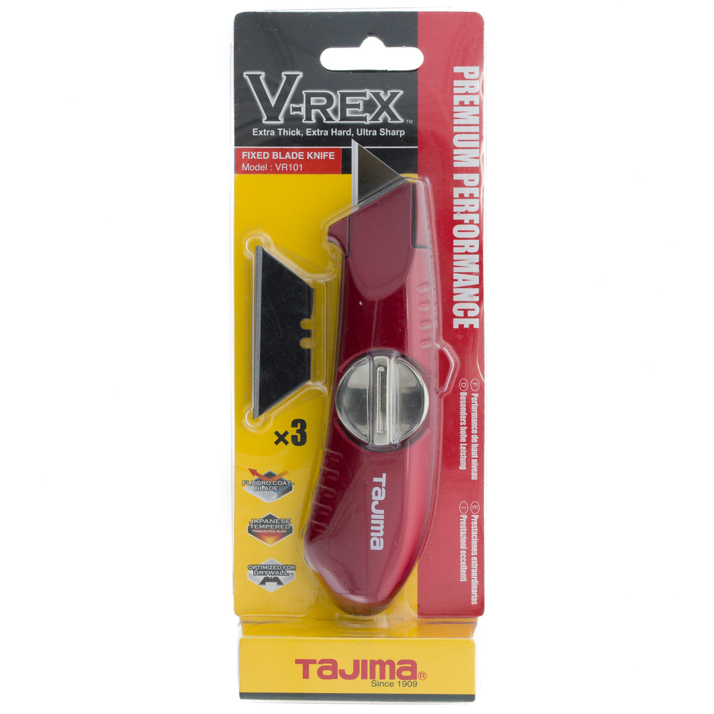 Tajima VR-101R Red VR Series Fixed Blade Utility Knife 3 V-REX Blades